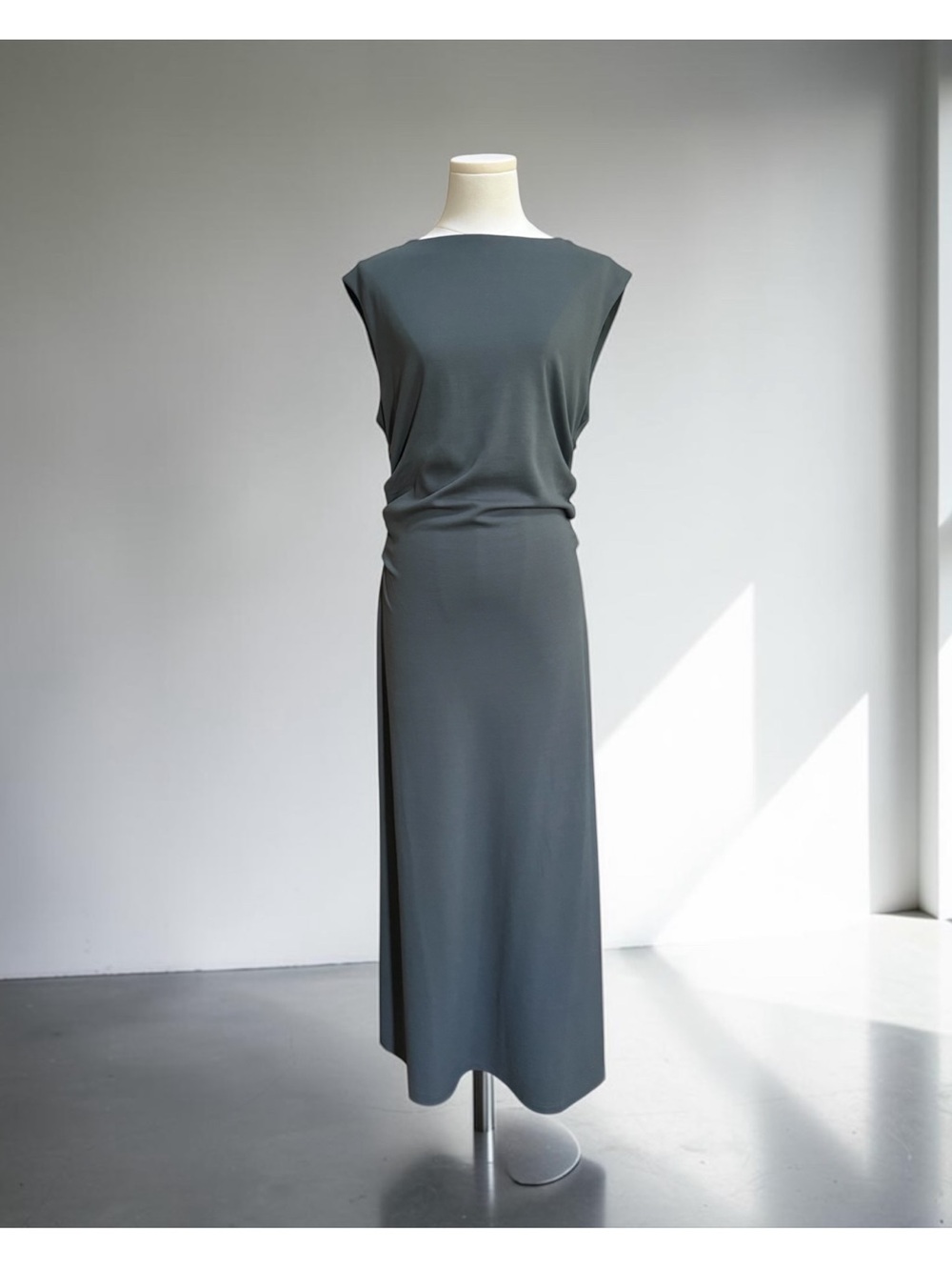 NWOT H&M Sleeveless Draped Midi Dress in Slate Gray! Medium! NEW! - Picture 2 of 10